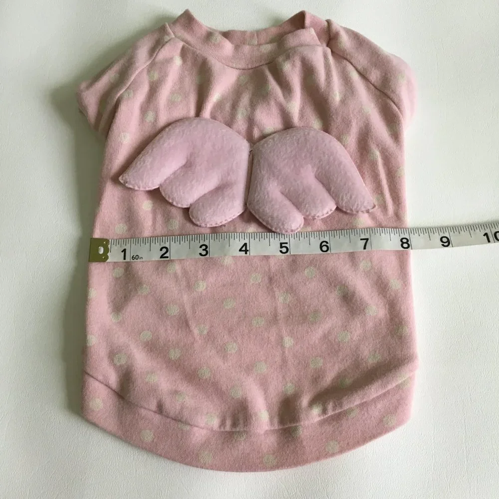 Dog Clothes Pink Fleece Polka Dots with Wing Size Large Made in Korea